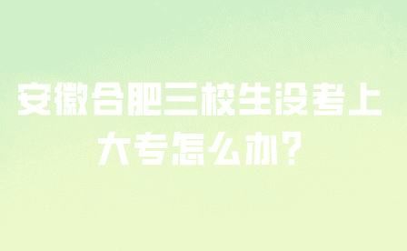 安徽合肥三校生沒考上大專怎么辦?