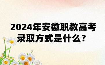 安徽職高：2024年安徽職教高考錄取方式是什么?
